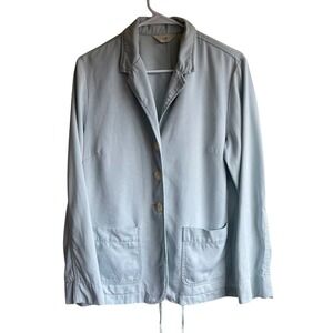 J.Jill Utility Capsule Wardrobe Pastel Blue Lightweight Button Up Jacket
